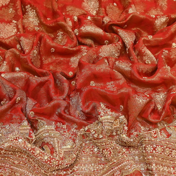 Premium Banarasi Jacquard Zari & Moti Embroidery Fabric – Luxury Designer Banarasi Fabric | VI3647C-5