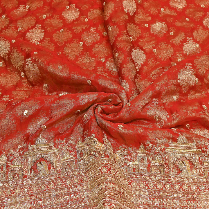 Premium Banarasi Jacquard Zari & Moti Embroidery Fabric – Luxury Designer Banarasi Fabric | VI3647C-5