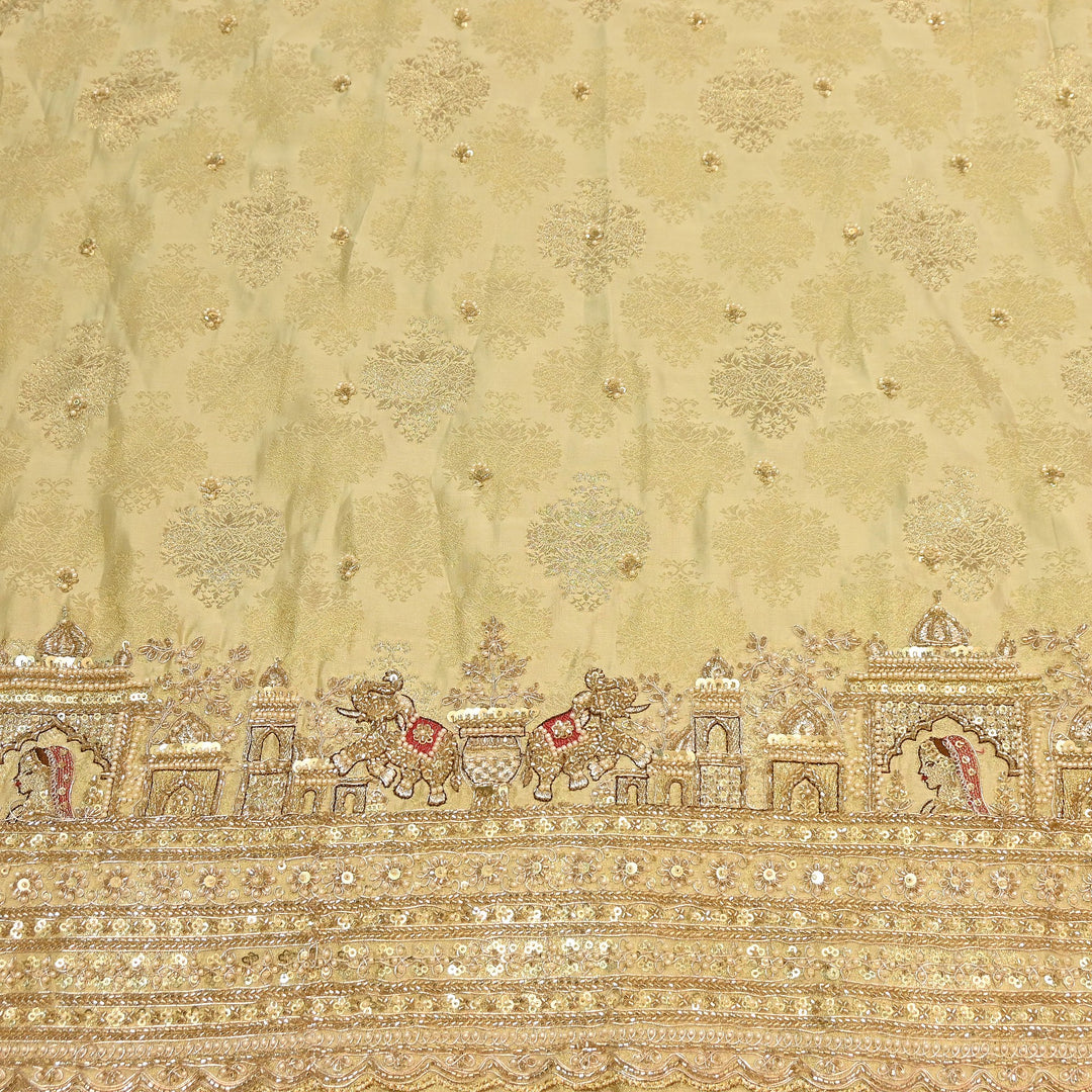 Premium Banarasi Jacquard Zari & Moti Embroidery Fabric – Luxury Designer Banarasi Fabric | VI3647C-6