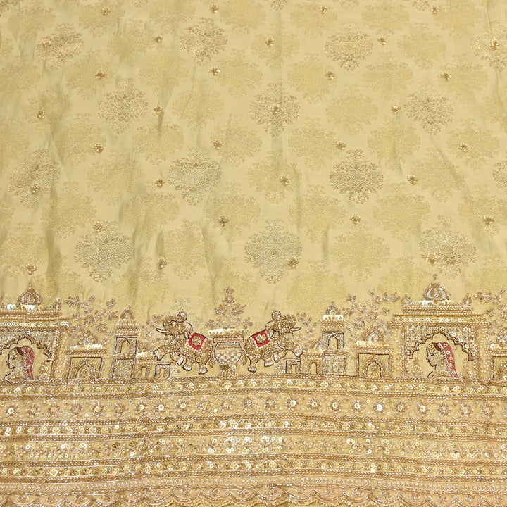 Premium Banarasi Jacquard Zari & Moti Embroidery Fabric – Luxury Designer Banarasi Fabric | VI3647C-6