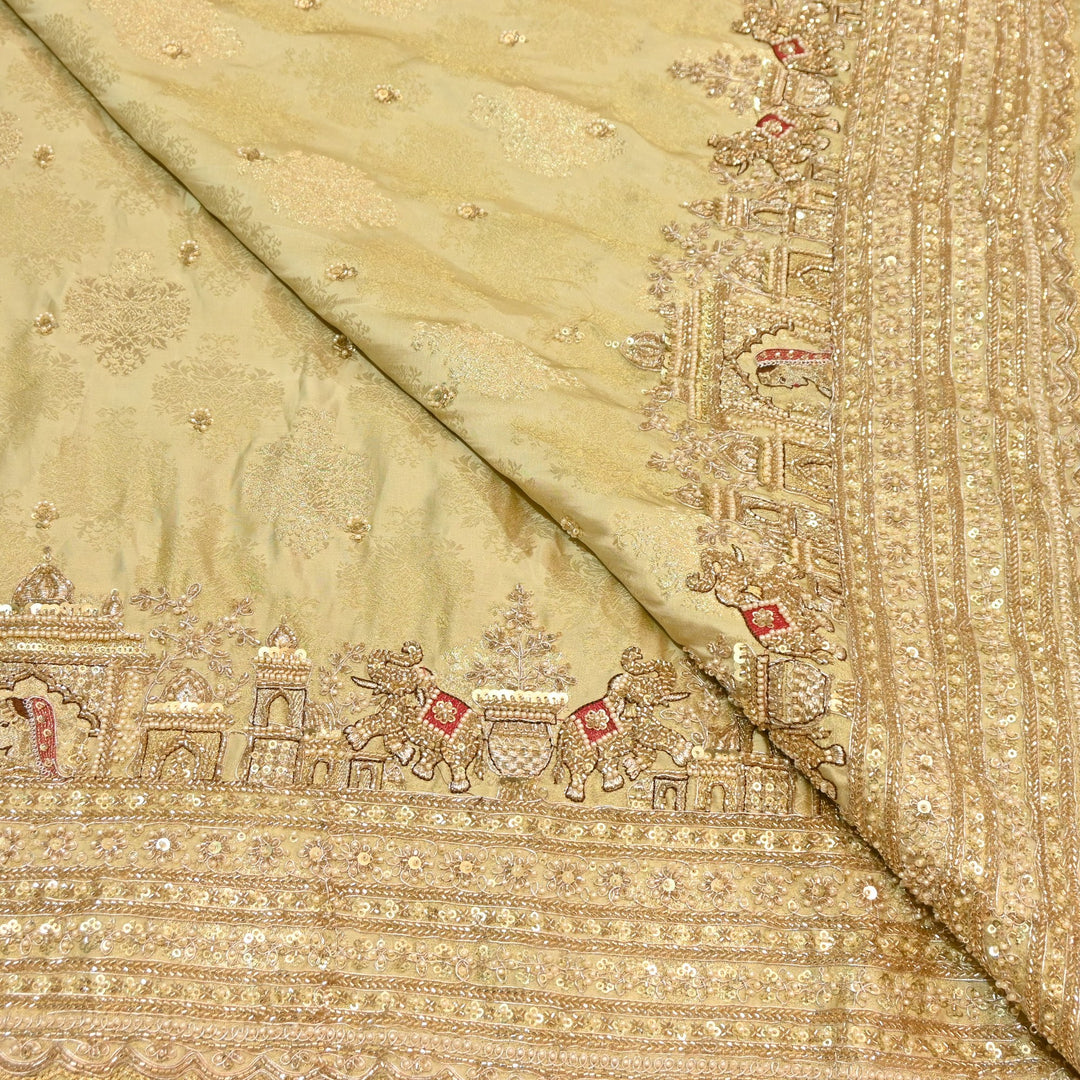 Premium Banarasi Jacquard Zari & Moti Embroidery Fabric – Luxury Designer Banarasi Fabric | VI3647C-6