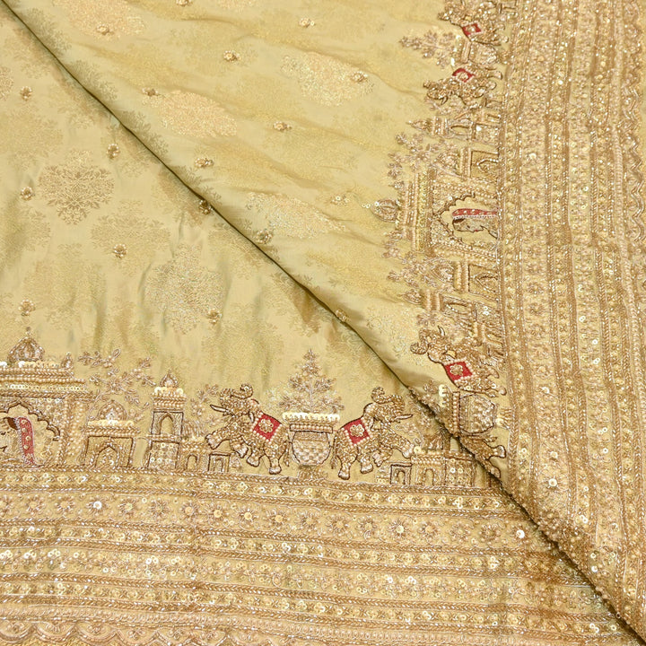 Premium Banarasi Jacquard Zari & Moti Embroidery Fabric – Luxury Designer Banarasi Fabric | VI3647C-6