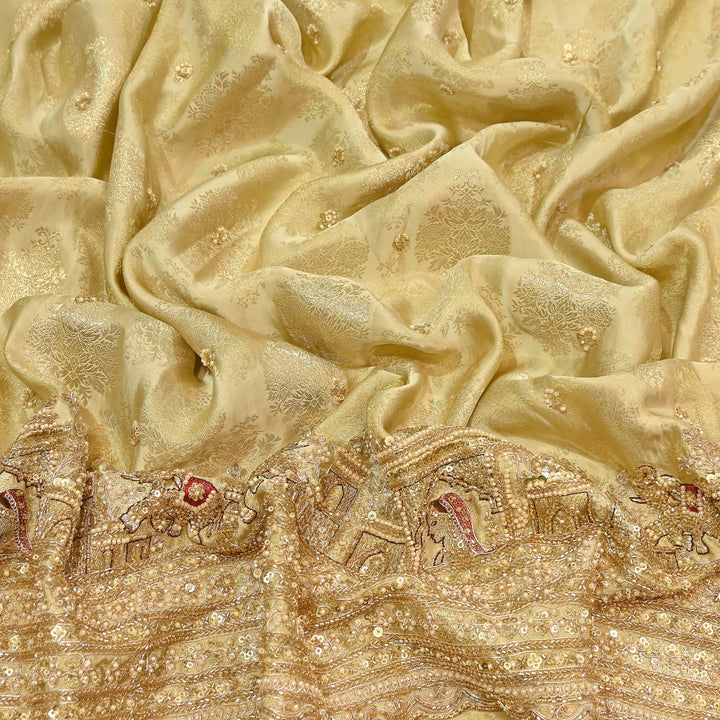Premium Banarasi Jacquard Zari & Moti Embroidery Fabric – Luxury Designer Banarasi Fabric | VI3647C-6