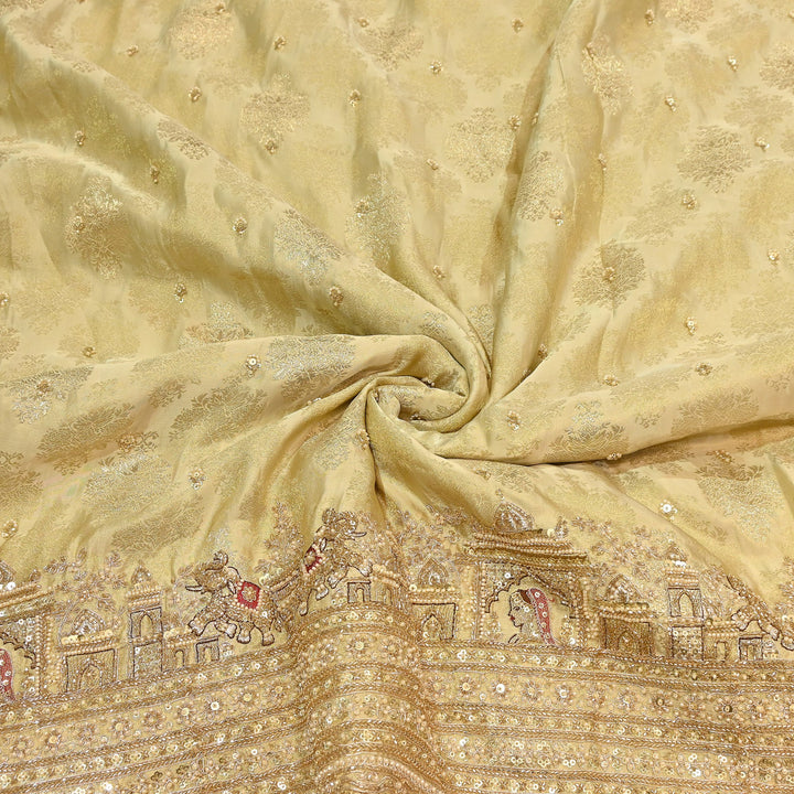 Premium Banarasi Jacquard Zari & Moti Embroidery Fabric – Luxury Designer Banarasi Fabric | VI3647C-6