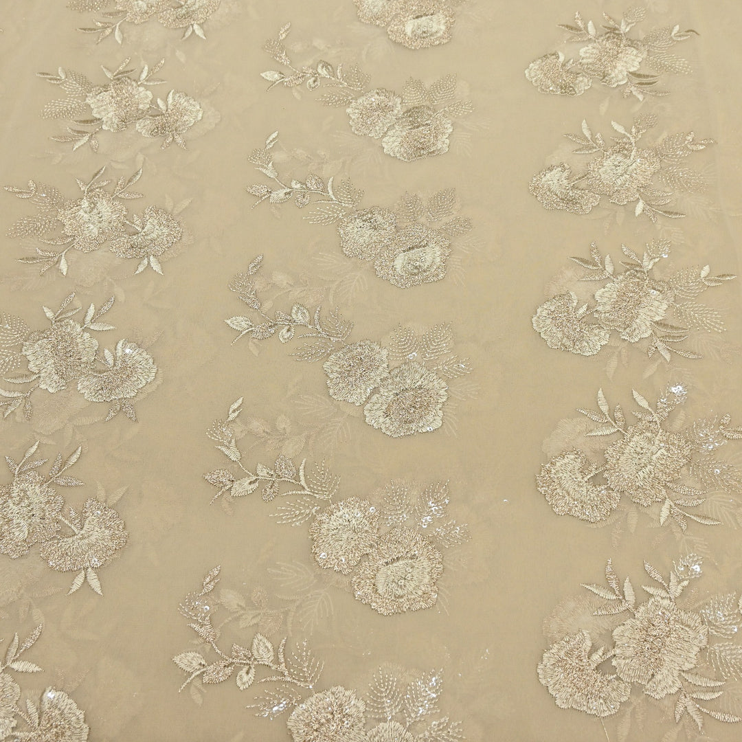 Georgette Thread Zari & Sequins Embroidery | Designer Fabric | N60010-01