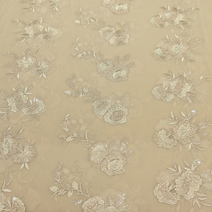 Georgette Thread Zari & Sequins Embroidery | Designer Fabric | N60010-01