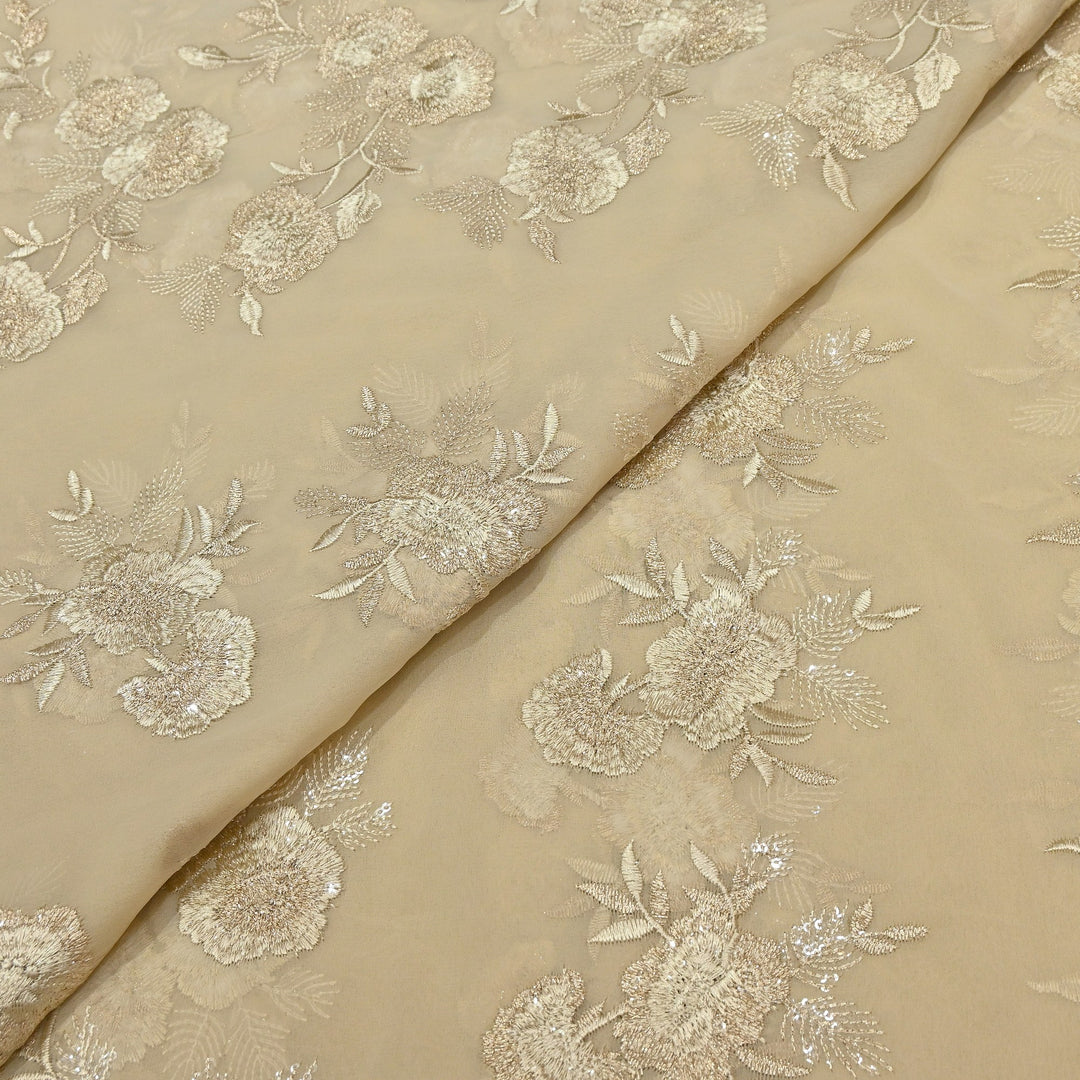 Georgette Thread Zari & Sequins Embroidery | Designer Fabric | N60010-01