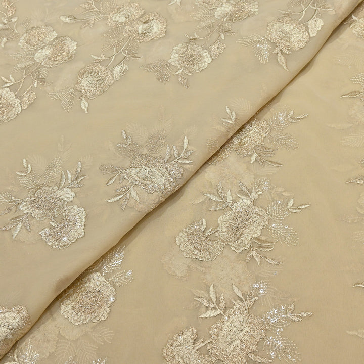 Georgette Thread Zari & Sequins Embroidery | Designer Fabric | N60010-01
