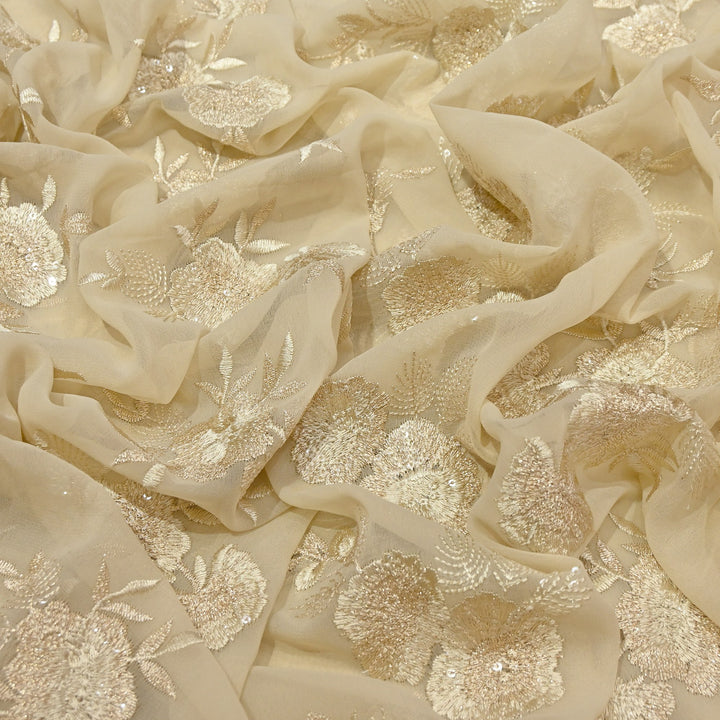 Georgette Thread Zari & Sequins Embroidery | Designer Fabric | N60010-01