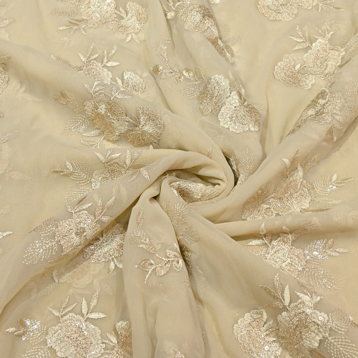 Georgette Thread Zari & Sequins Embroidery | Designer Fabric | N60010-01