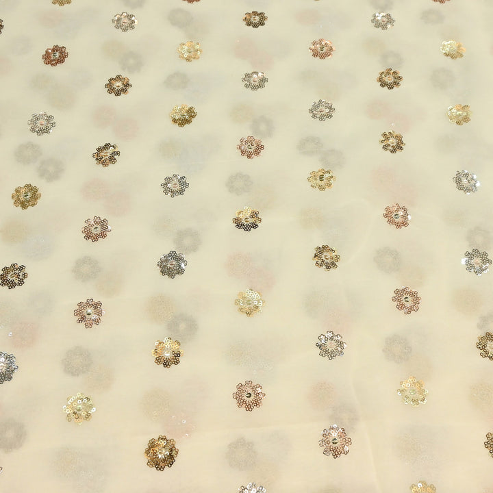 Premium Viscose Georgette Sequins Embroidery Fabric – Luxury Designer Georgette Fabric | GT853612