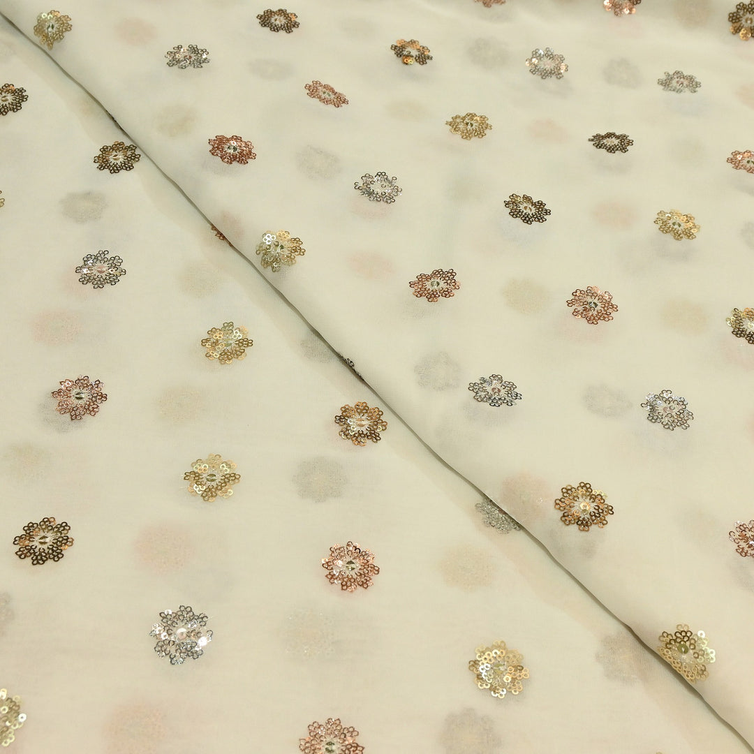 Premium Viscose Georgette Sequins Embroidery Fabric – Luxury Designer Georgette Fabric | GT853612