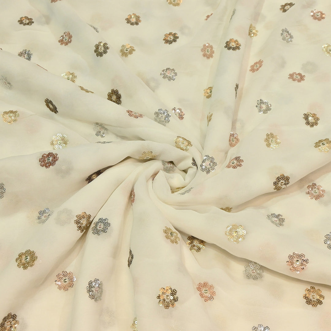 Premium Viscose Georgette Sequins Embroidery Fabric – Luxury Designer Georgette Fabric | GT853612