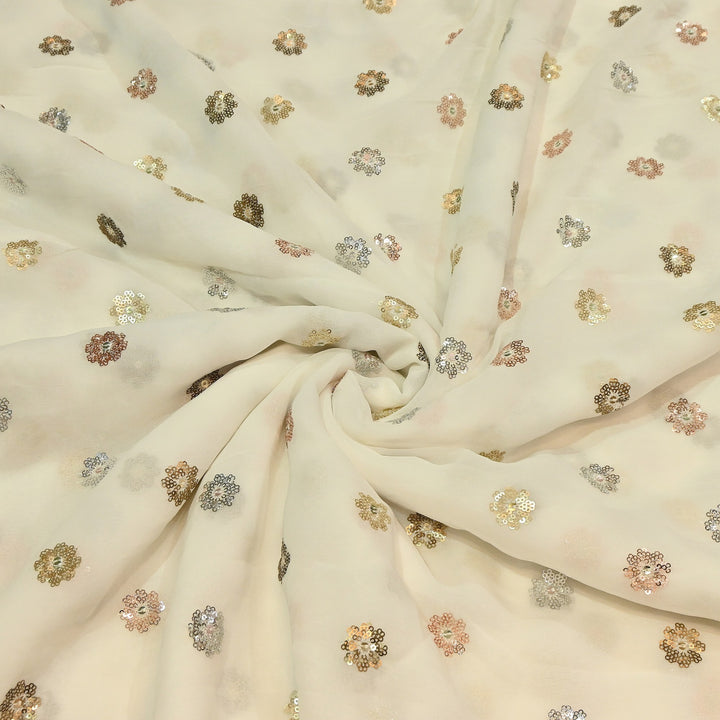 Premium Viscose Georgette Sequins Embroidery Fabric – Luxury Designer Georgette Fabric | GT853612