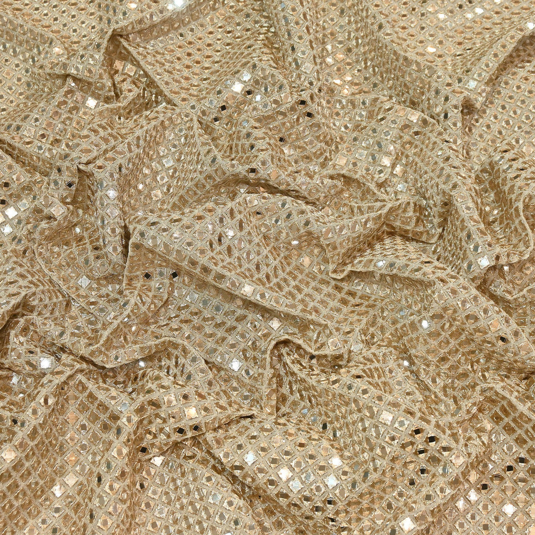 Premium Viscose Georgette Zari & Mirror Embroidery Fabric – Luxury Designer Georgette Fabric| EB00394