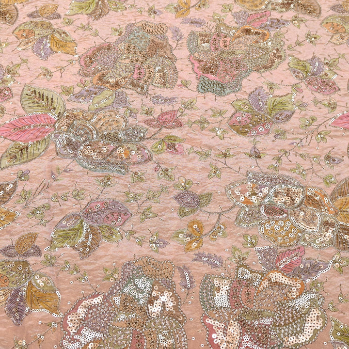 Tissue Position Print Zari & Sequins Embroidery | Designer Fabric | V12804C-01