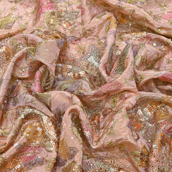 Tissue Position Print Zari & Sequins Embroidery | Designer Fabric | V12804C-01