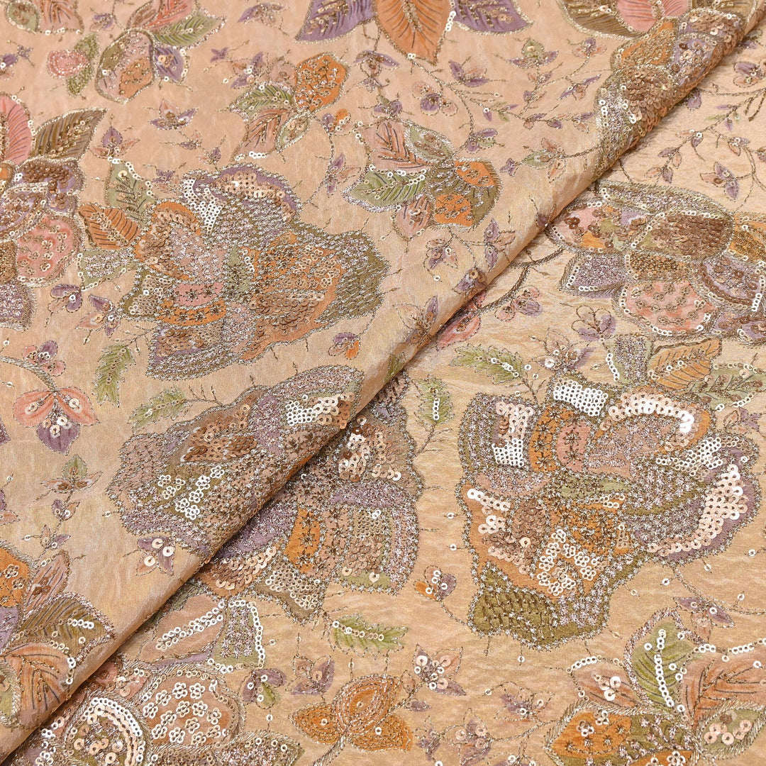 Tissue Position Print Zari & Sequins Embroidery | Designer Fabric | V12804C-03