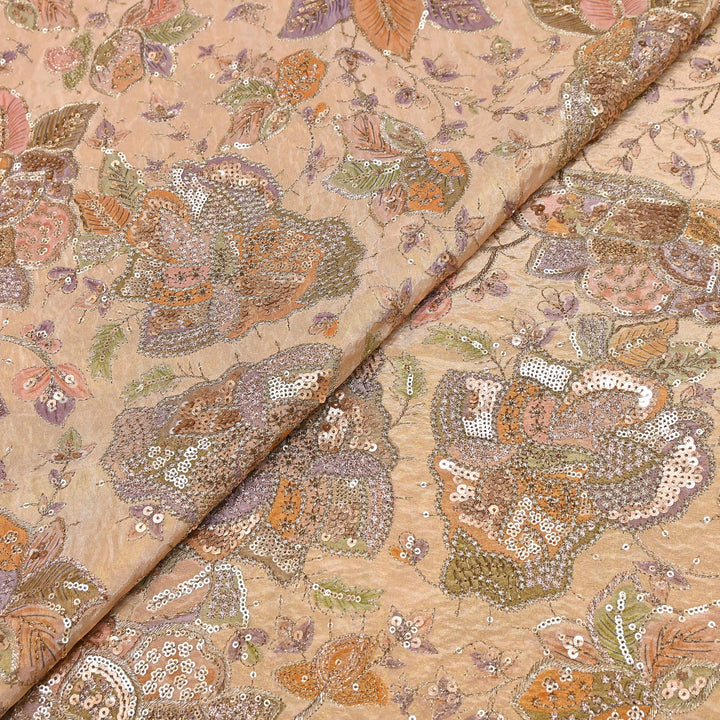 Tissue Position Print Zari & Sequins Embroidery | Designer Fabric | V12804C-03