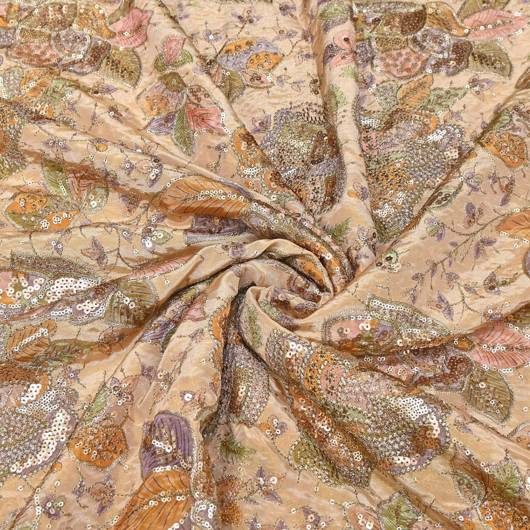 Tissue Position Print Zari & Sequins Embroidery | Designer Fabric | V12804C-03