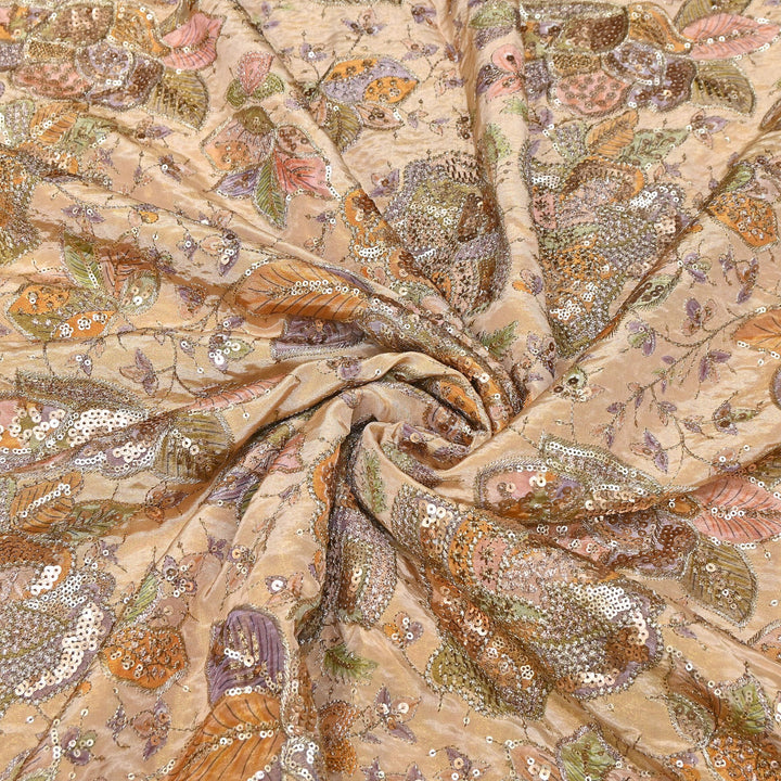 Tissue Position Print Zari & Sequins Embroidery | Designer Fabric | V12804C-03