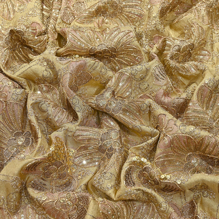 Premium Tissue Position Print Zari & Sequins Embroidery Fabric | VI3656C-2