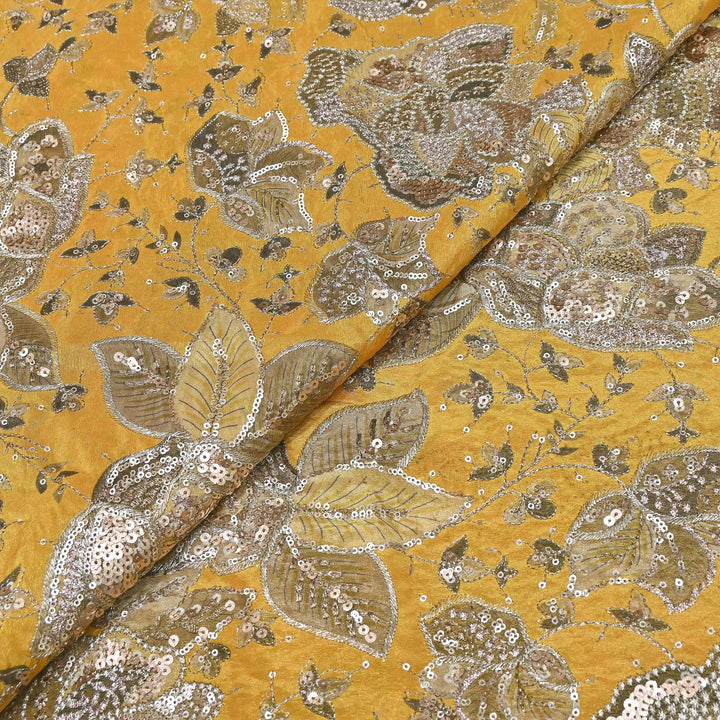 Tissue Position Print Zari & Sequins Embroidery | Designer Fabric | V12804C-02