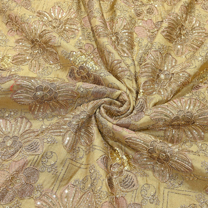 Premium Tissue Position Print Zari & Sequins Embroidery Fabric | VI3656C-2