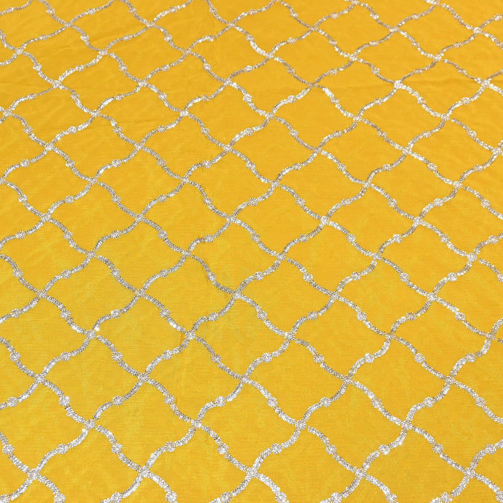 Premium Viscose Chinon Zari & Sequins Embroidery Fabric | V2687C-01