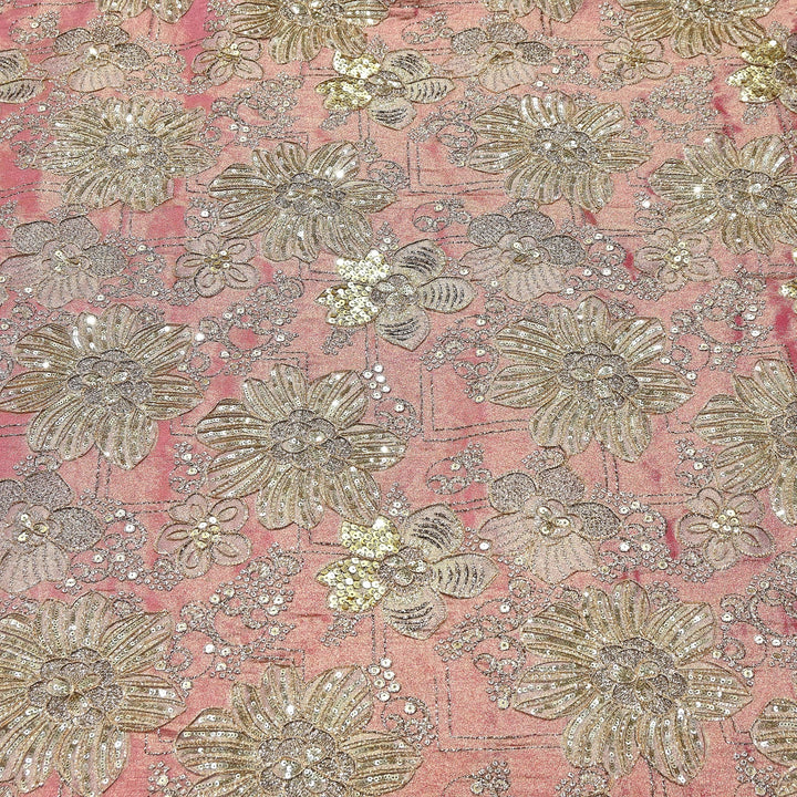 Premium Tissue Position Print Zari & Sequins Embroidery Fabric | VI3656C-4