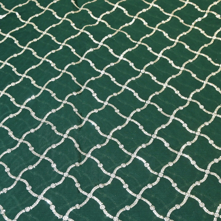 Premium Viscose Chinon Zari & Sequins Embroidery Fabric | V2687C-03