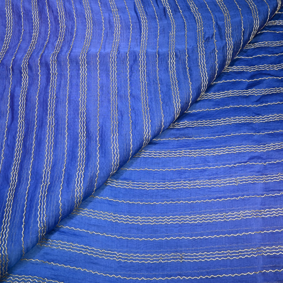 4D Shade Chanderi Zari Embroidered Fabric