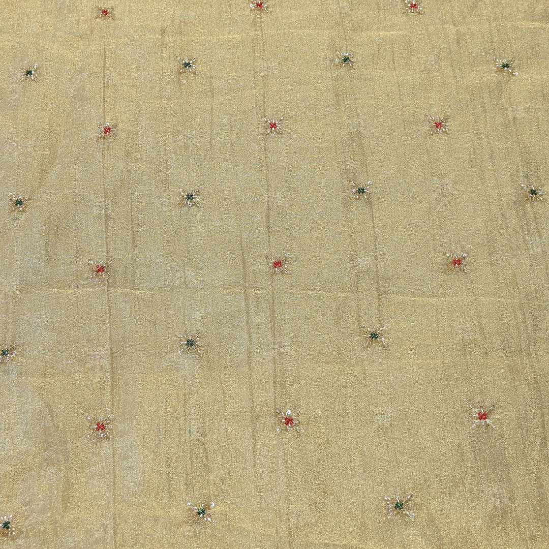 Premium Dyed Organza Tissue Moti & Sequins Embroidery Fabric | FD3307-1