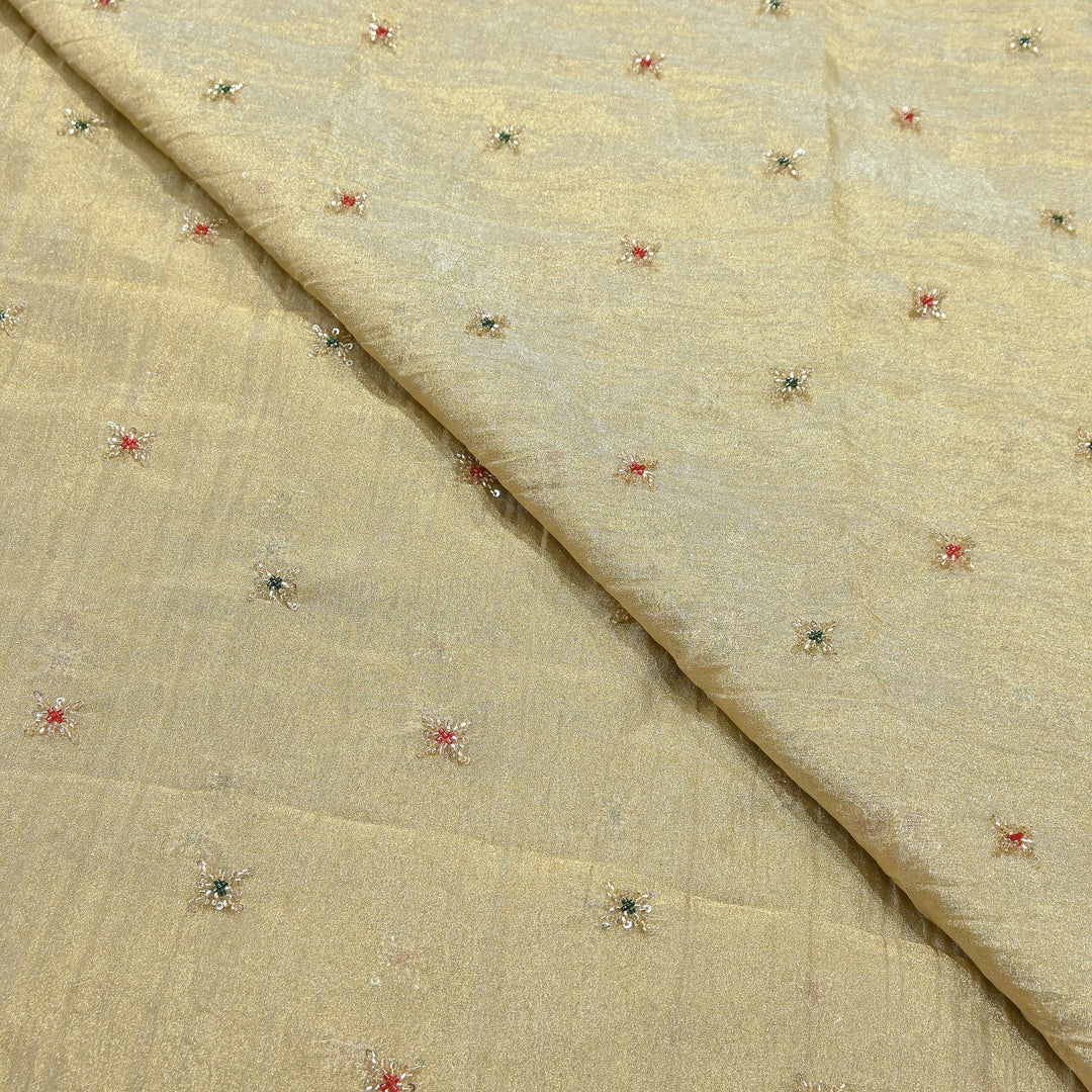 Premium Dyed Organza Tissue Moti & Sequins Embroidery Fabric | FD3307-1