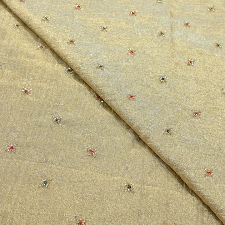 Premium Dyed Organza Tissue Moti & Sequins Embroidery Fabric | FD3307-1