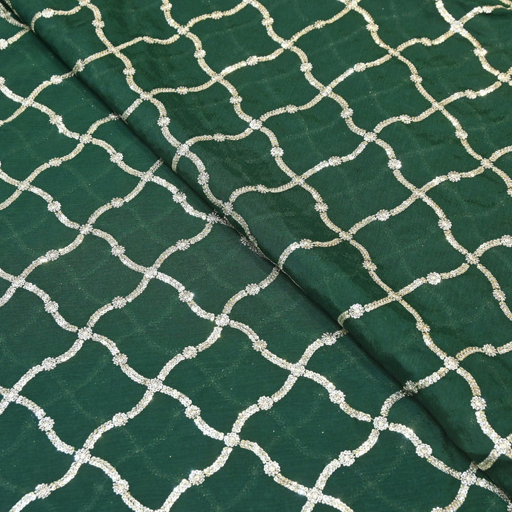 Premium Viscose Chinon Zari & Sequins Embroidery Fabric | V2687C-03