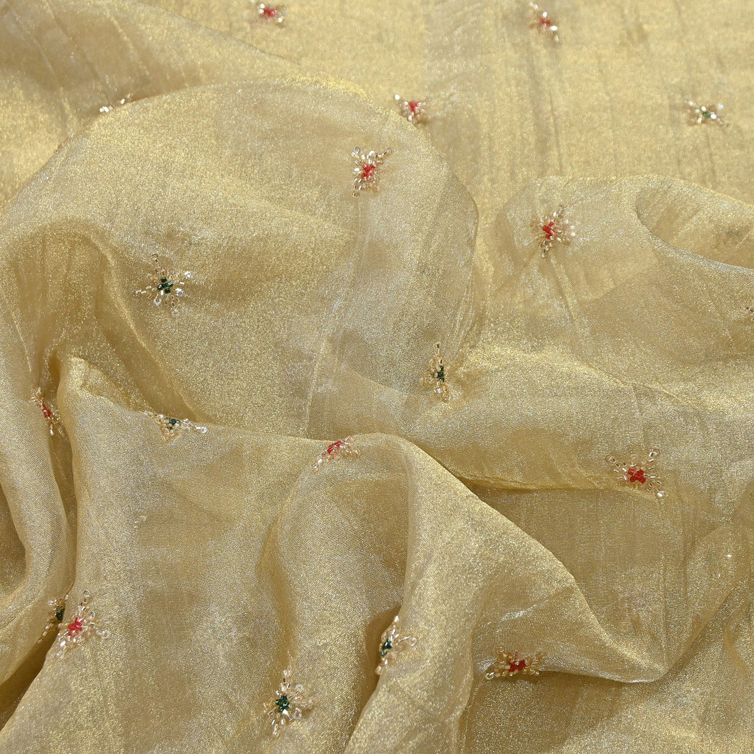 Premium Dyed Organza Tissue Moti & Sequins Embroidery Fabric | FD3307-1
