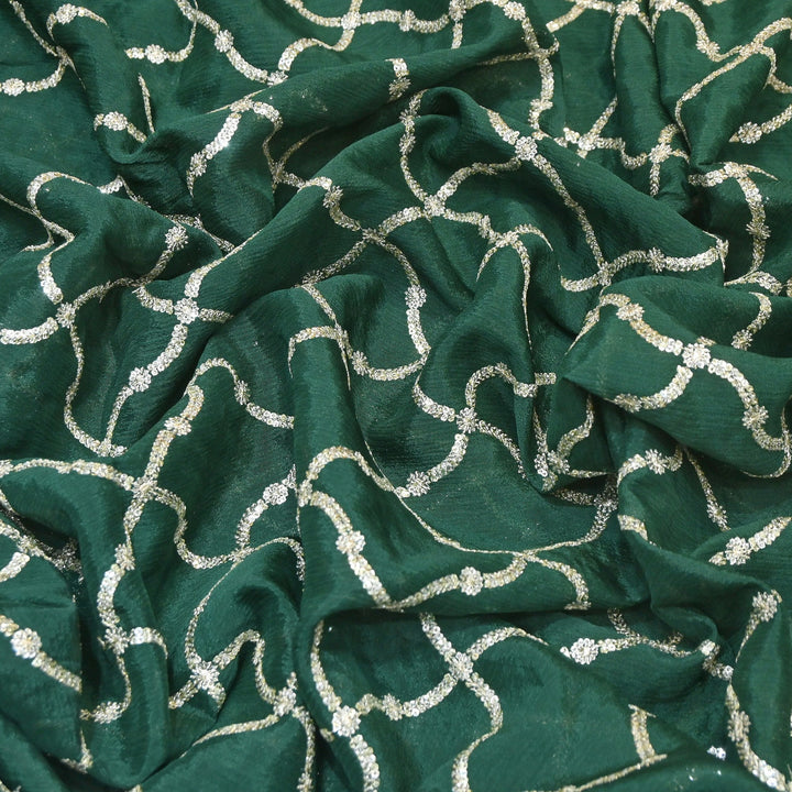 Premium Viscose Chinon Zari & Sequins Embroidery Fabric | V2687C-03