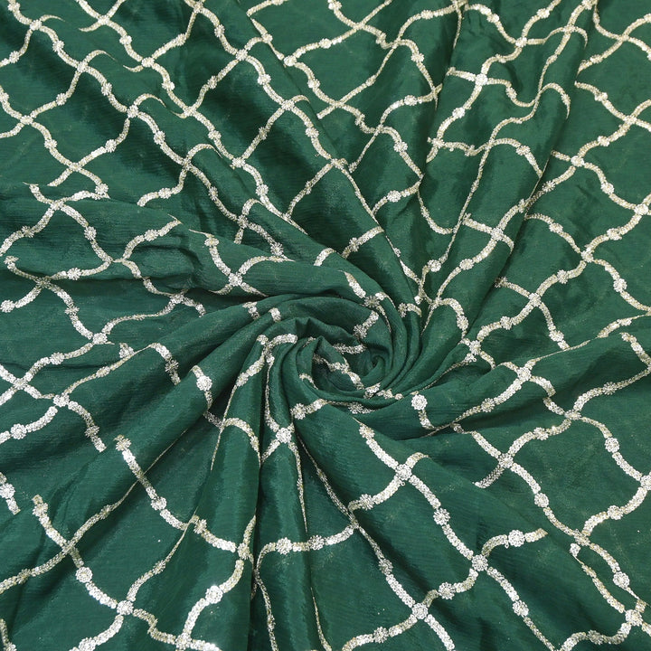 Premium Viscose Chinon Zari & Sequins Embroidery Fabric | V2687C-03