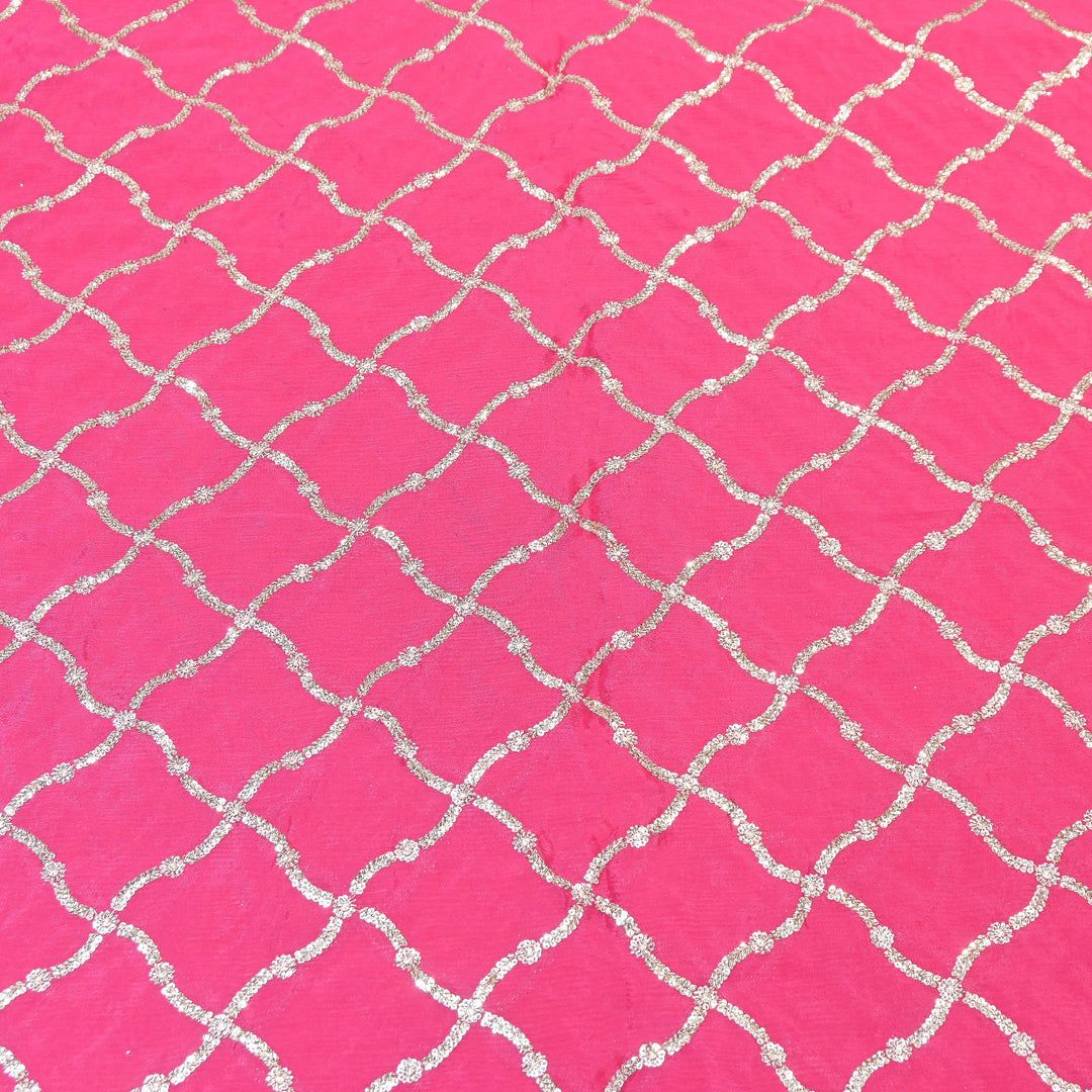 Premium Viscose Chinon Zari & Sequins Embroidery Fabric | V2687C-04