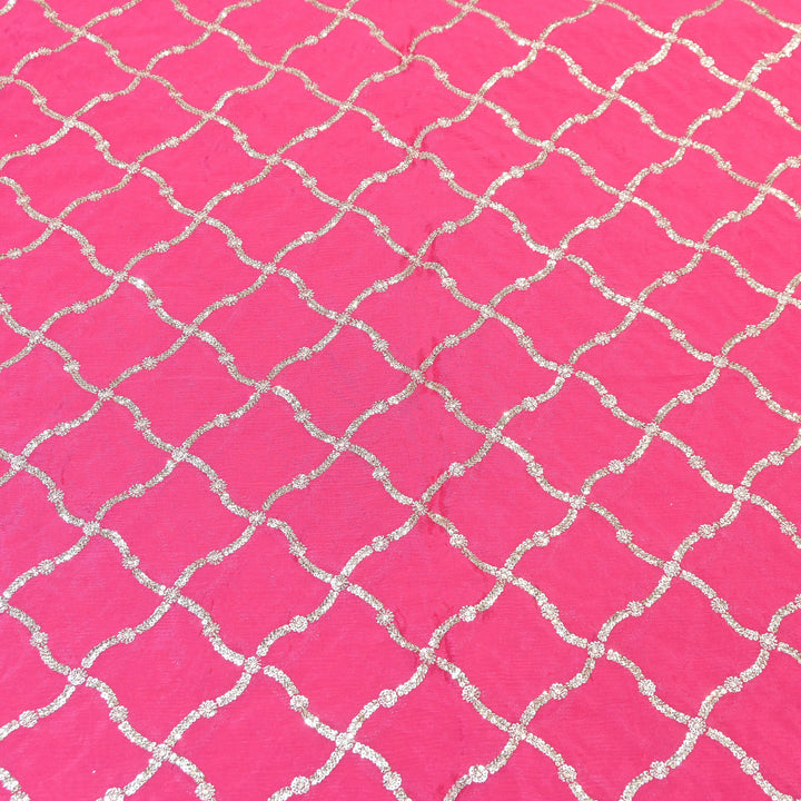 Premium Viscose Chinon Zari & Sequins Embroidery Fabric | V2687C-04