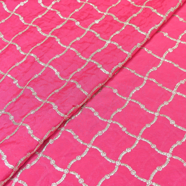 Premium Viscose Chinon Zari & Sequins Embroidery Fabric | V2687C-04