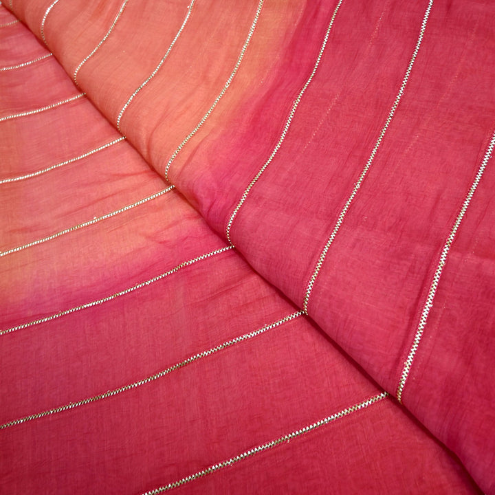 4D Shade Mul Chanderi Gota Embroidered Fabric