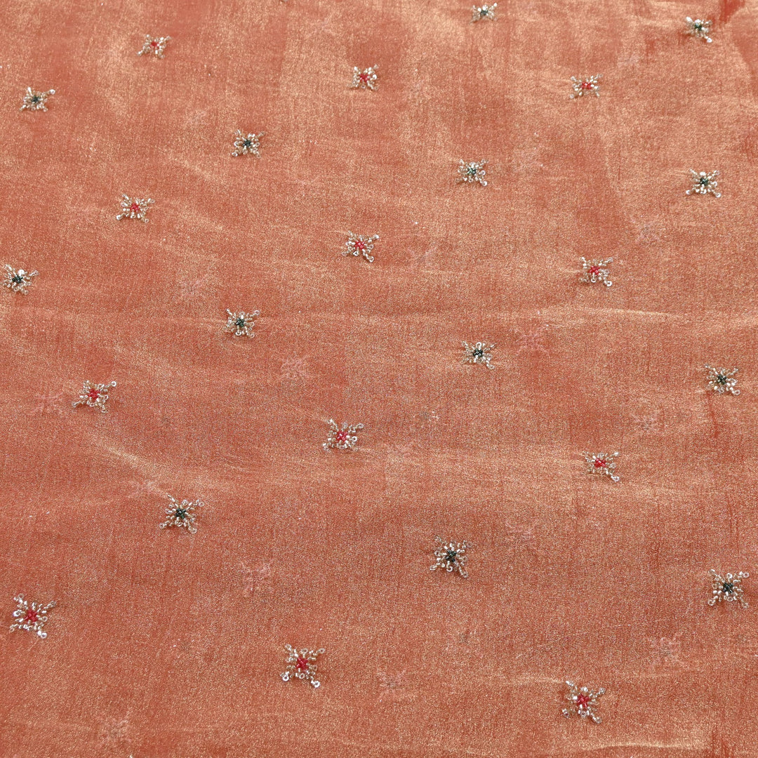 Premium Dyed Organza Tissue Moti & Sequins Embroidery Fabric | FD3307-2
