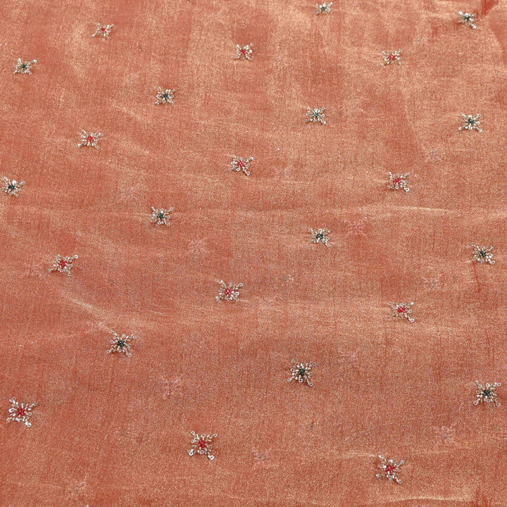 Premium Dyed Organza Tissue Moti & Sequins Embroidery Fabric | FD3307-2