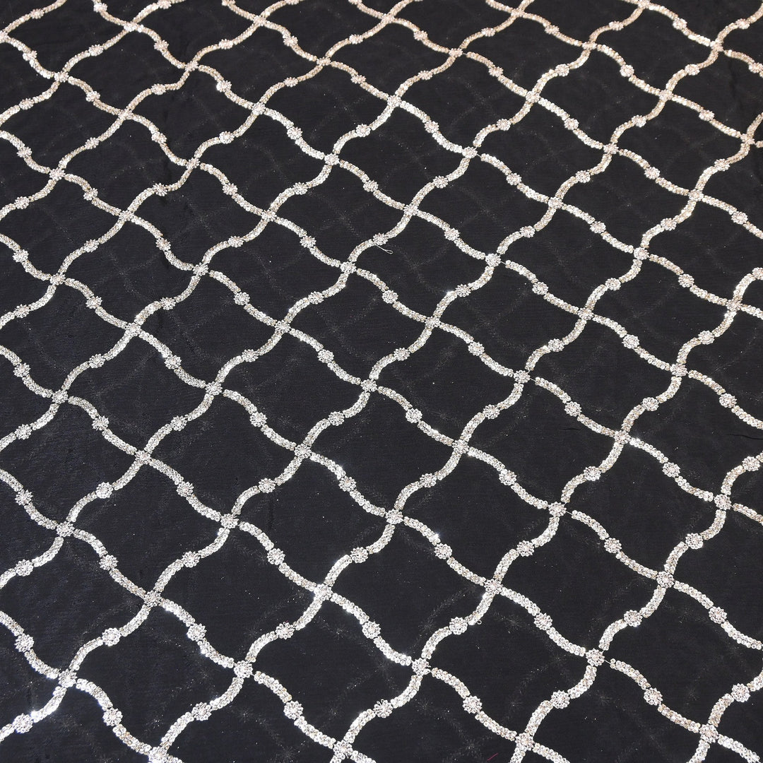 Premium Viscose Chinon Zari & Sequins Embroidery Fabric | V2687C-05