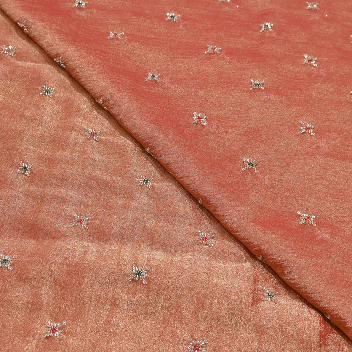 Premium Dyed Organza Tissue Moti & Sequins Embroidery Fabric | FD3307-2