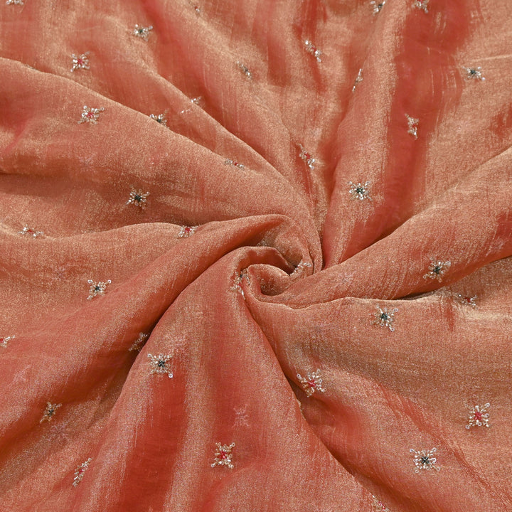 Premium Dyed Organza Tissue Moti & Sequins Embroidery Fabric | FD3307-2