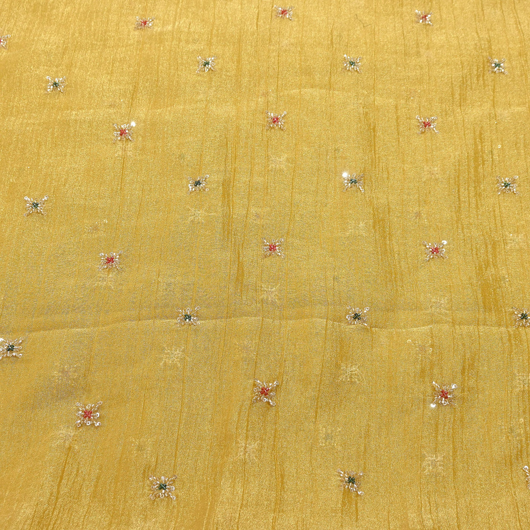 Premium Dyed Organza Tissue Moti & Sequins Embroidery Fabric | FD3307-3