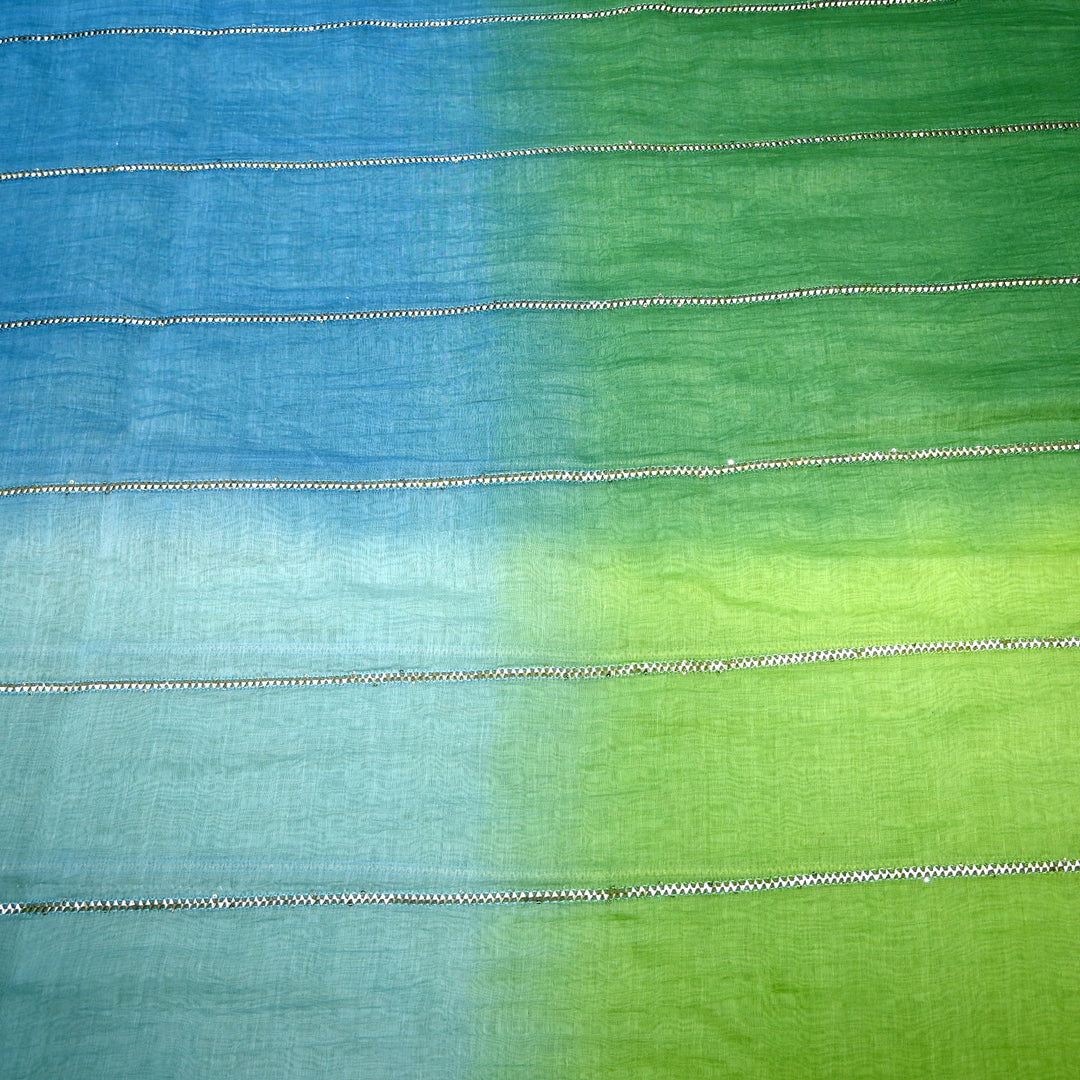 4D Shade Mul Chanderi Gota Embroidered Fabric